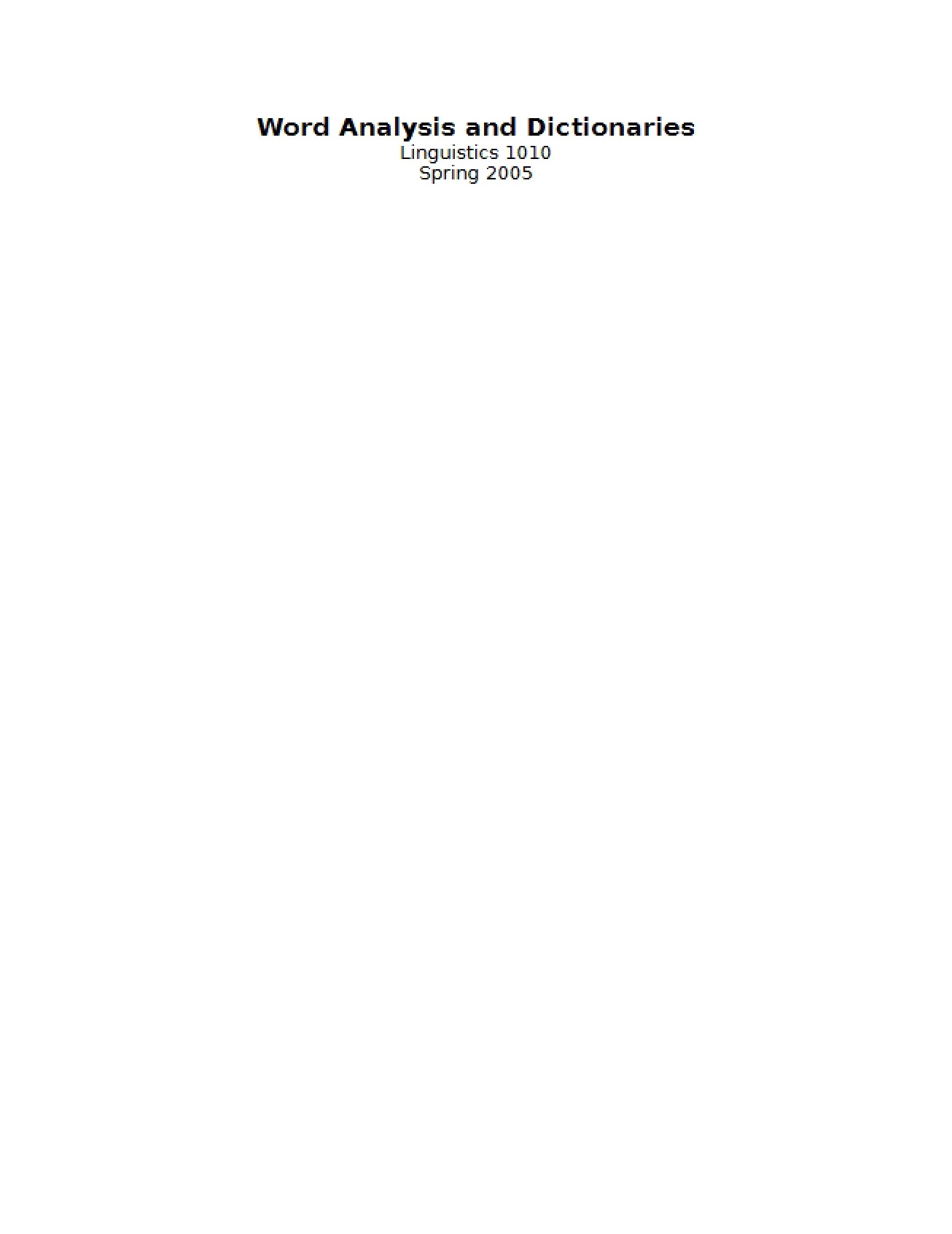 Dictionaries and Word Analysis