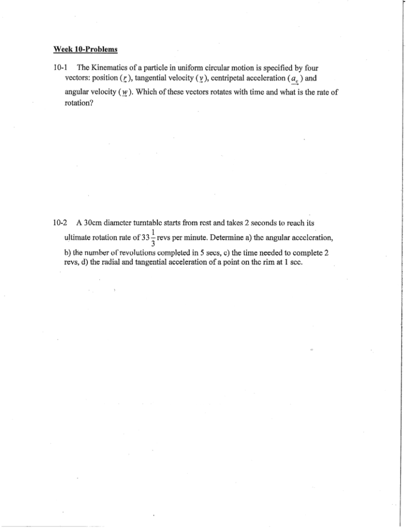 Problems for Week 10