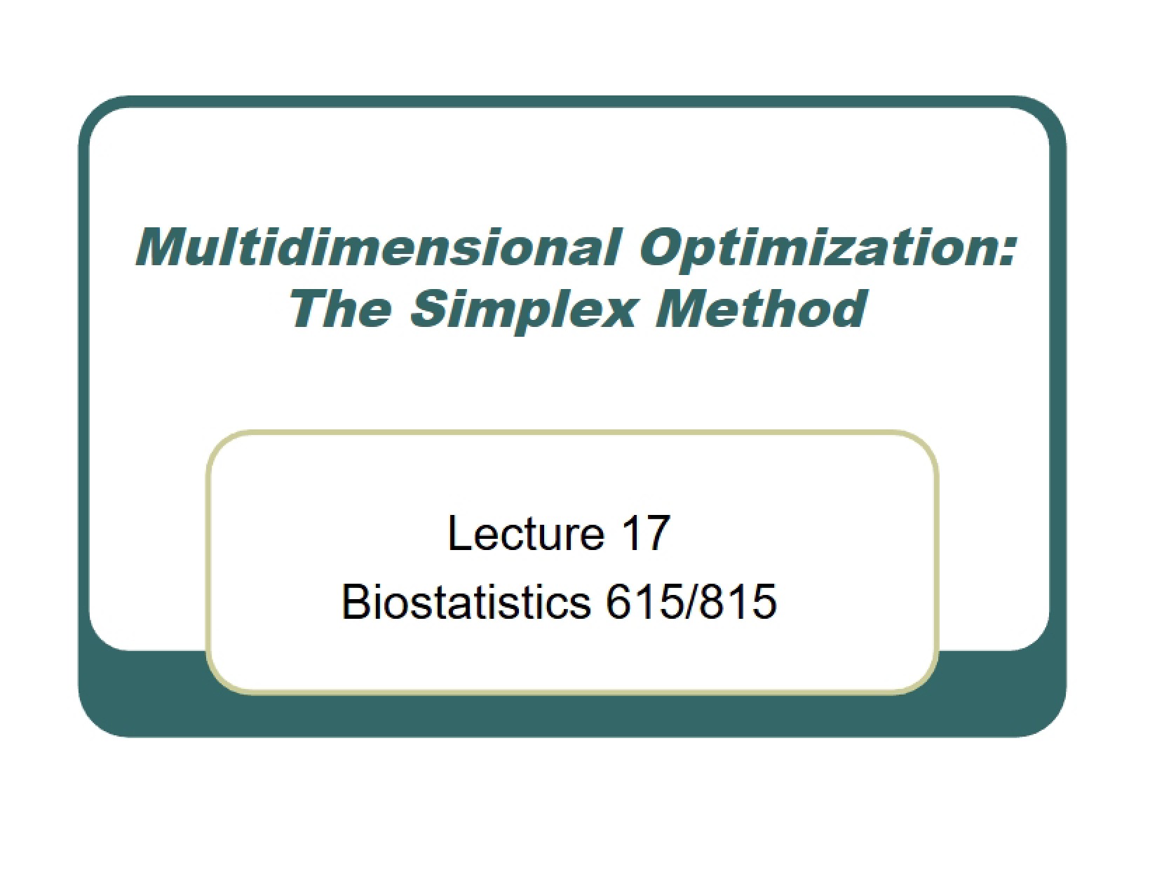 Optimization in Multidimensions