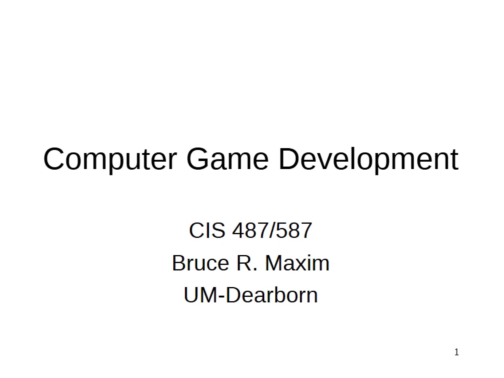 Developing Computer Games