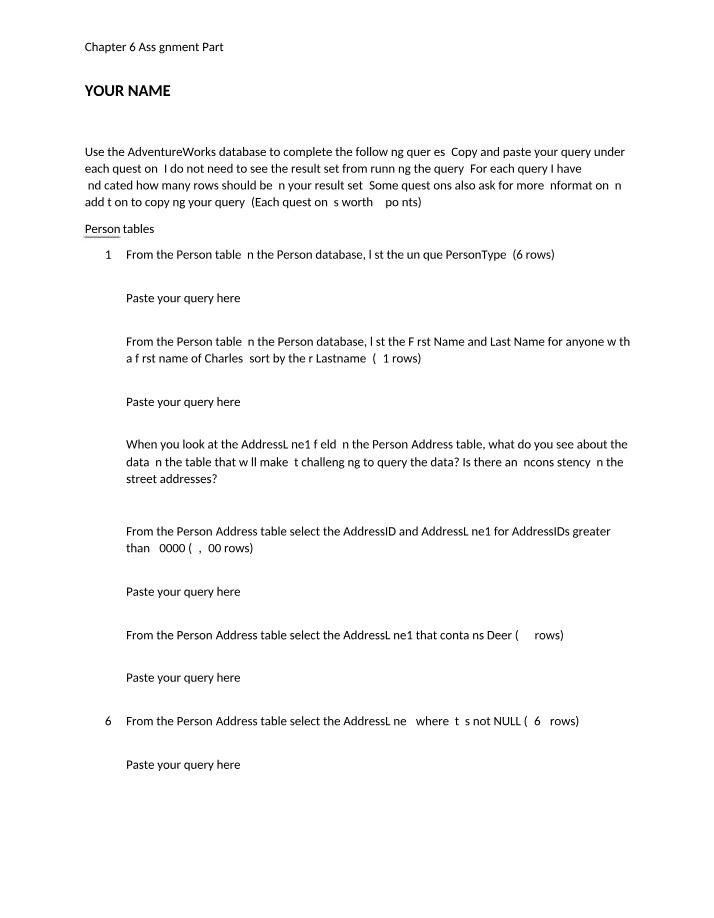 Part 2 of Chapter 6 Assignment
