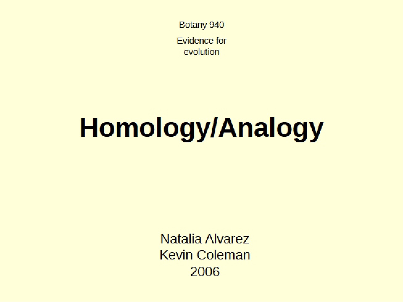 Analogy vs Homology