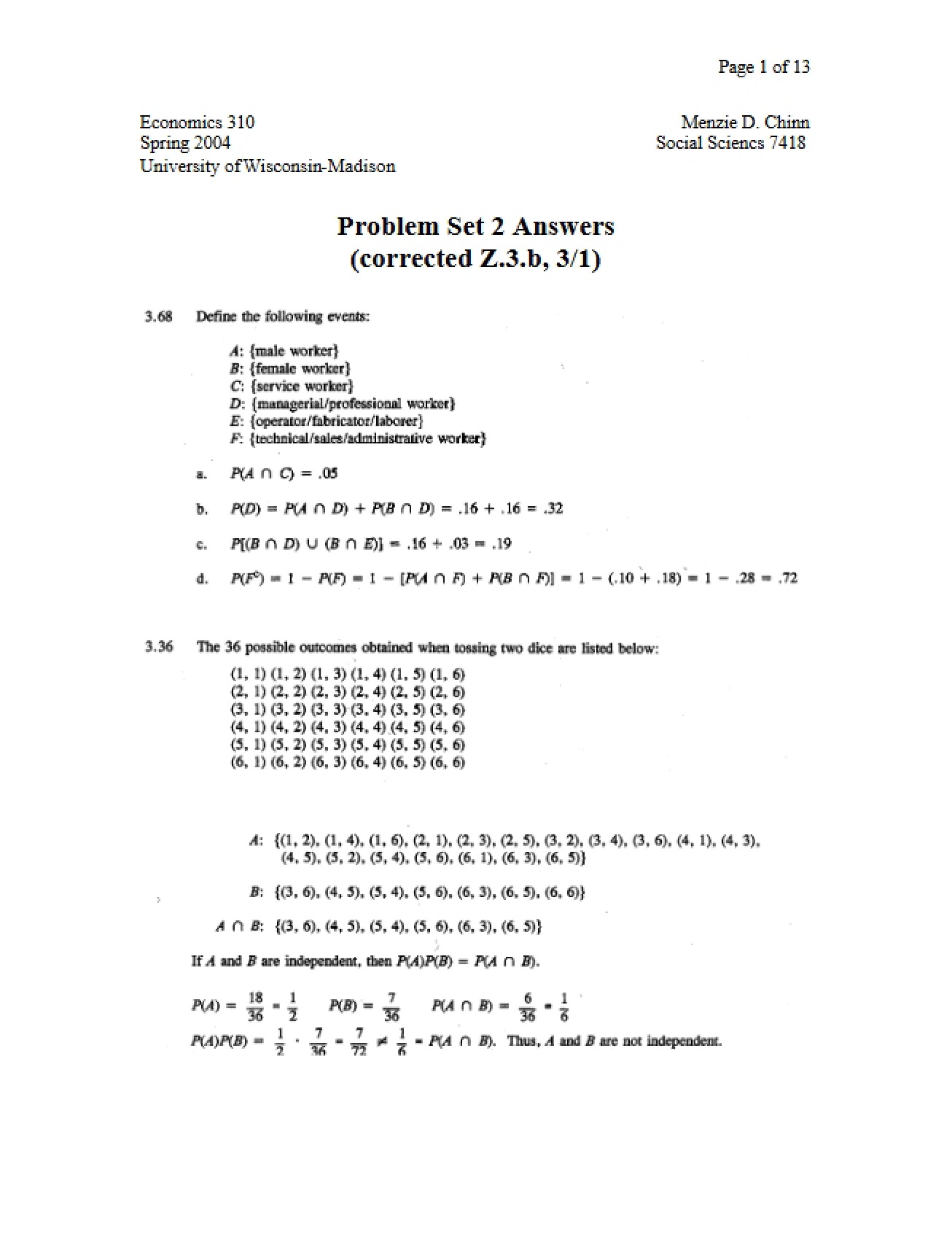 Key to Problem Set 2