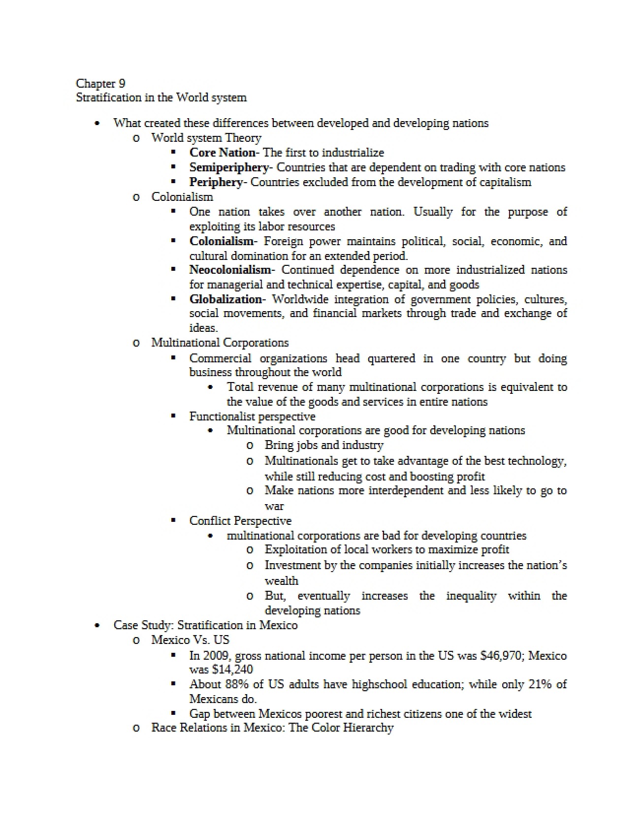 Sociology Chapter Nine Key Concepts