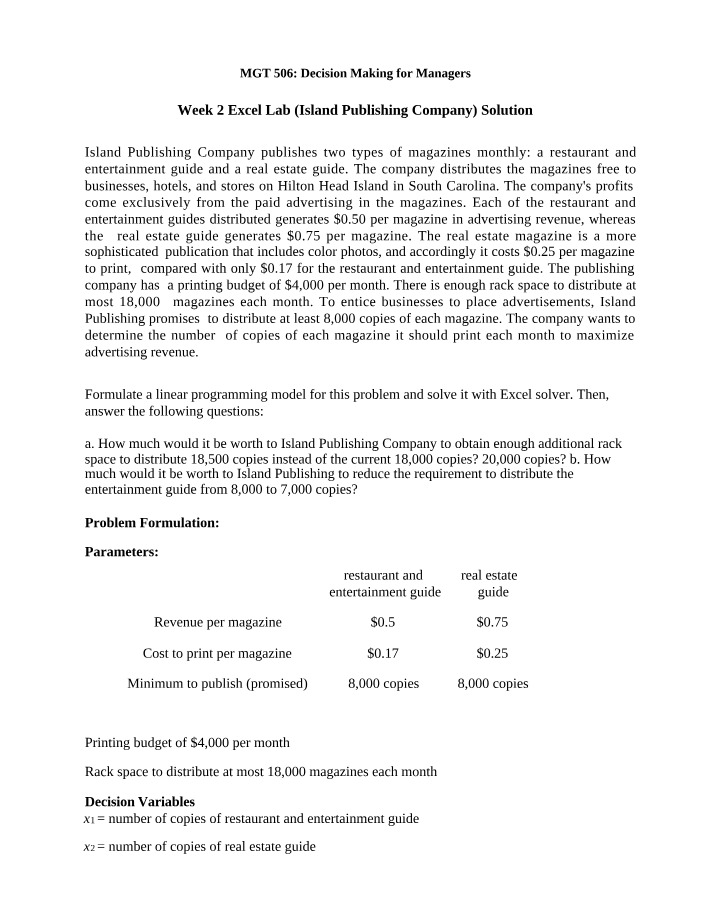 Island Publishing Company - Maximizing Advertising Revenue Solution