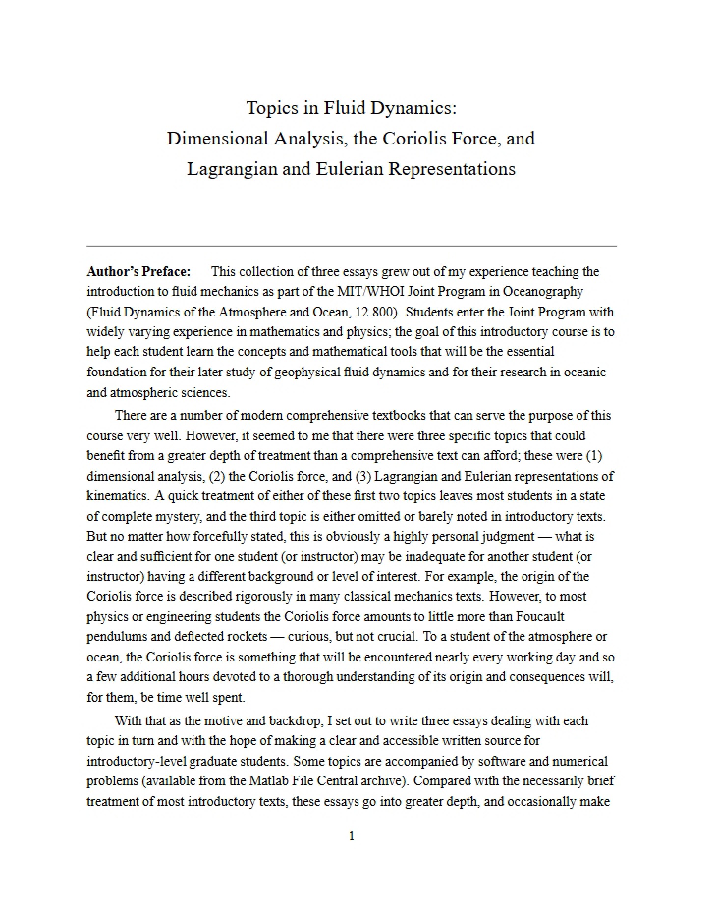 Coriolis Force, Dimensional Analysis, and EulerianLagrangian Representations