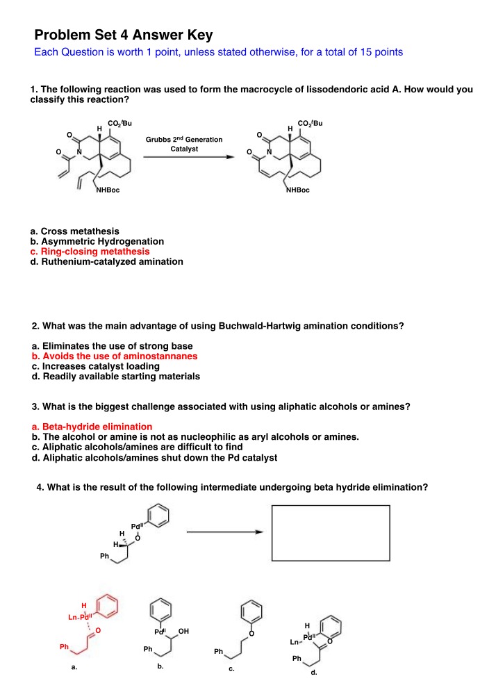 Answer Key for Problem Set 4