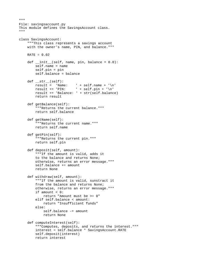 IS 2053 - Savings Account Python Script