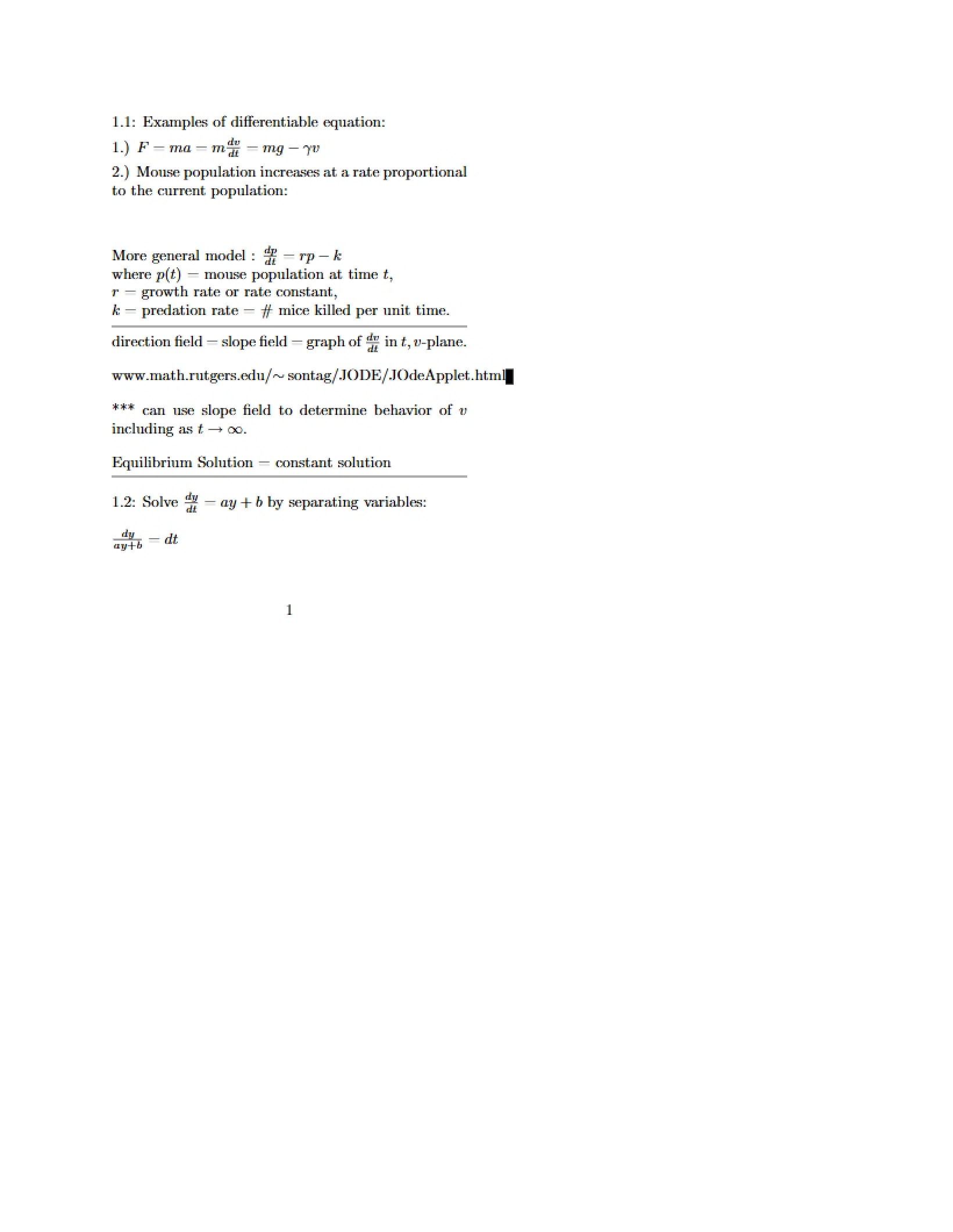 Diff Eq Class Notes