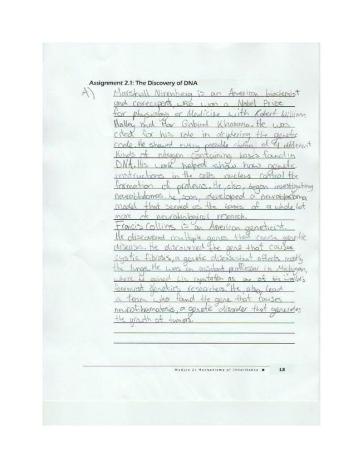 Discovery of DNA - Assignment 2.1
