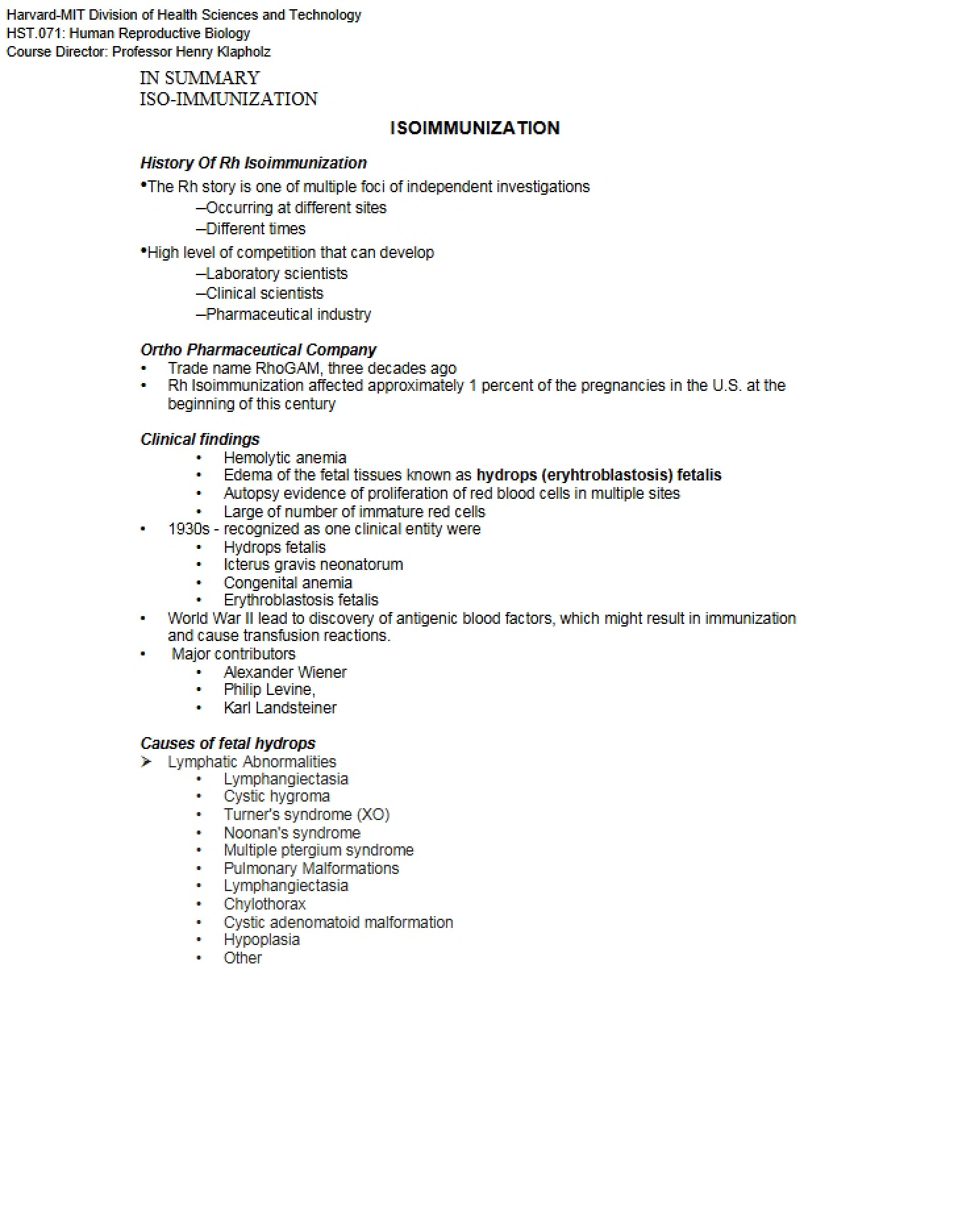 Isoimmunization Concepts
