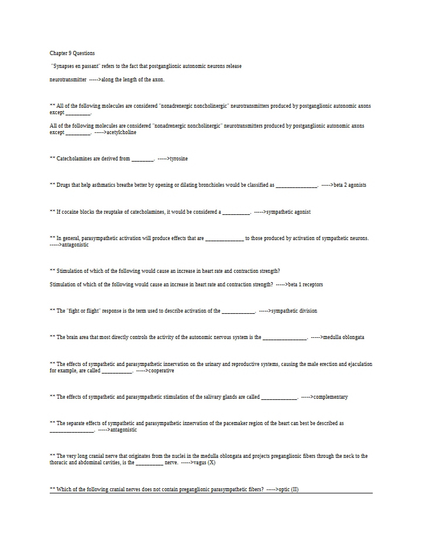 Questions from Chapter 9