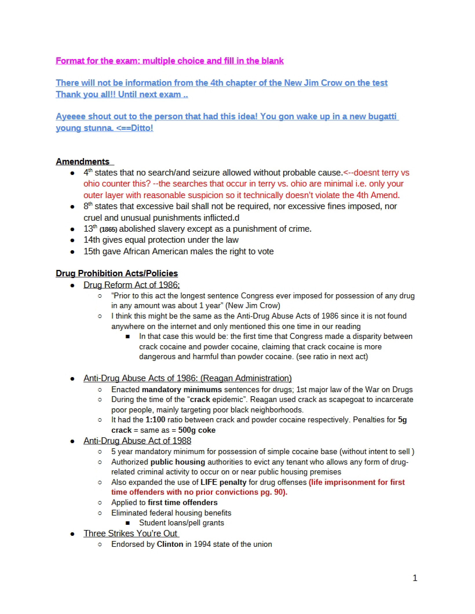 List of Amendments