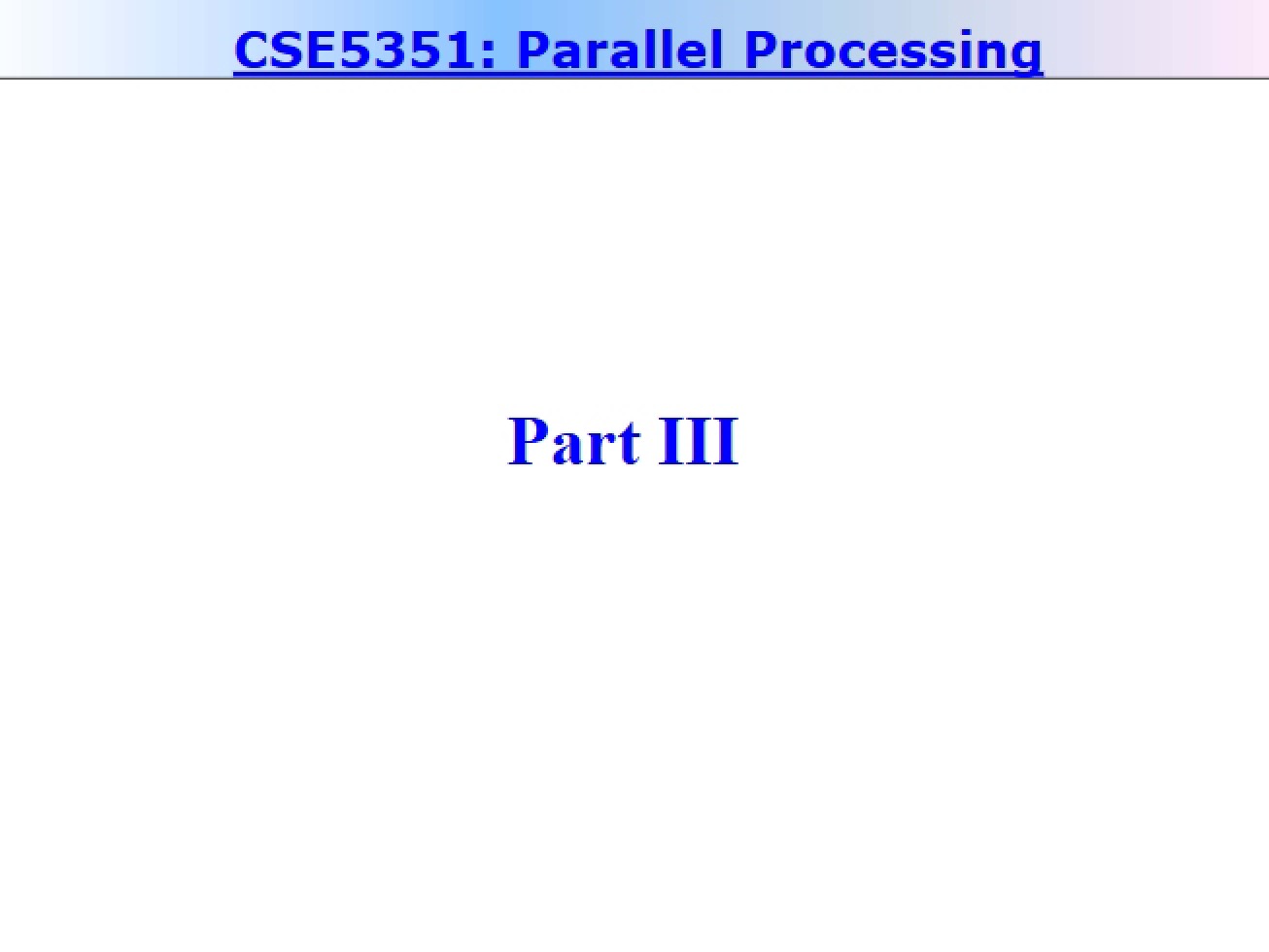 Part 3 Parallel Processing
