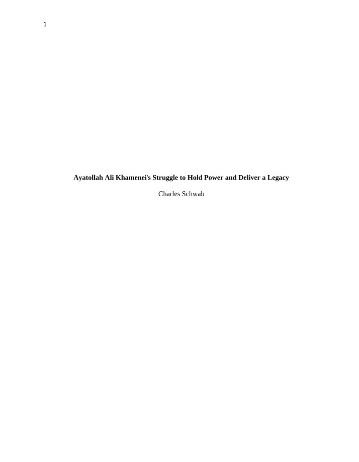Ali Khamenei - Struggle for Power and Legacy