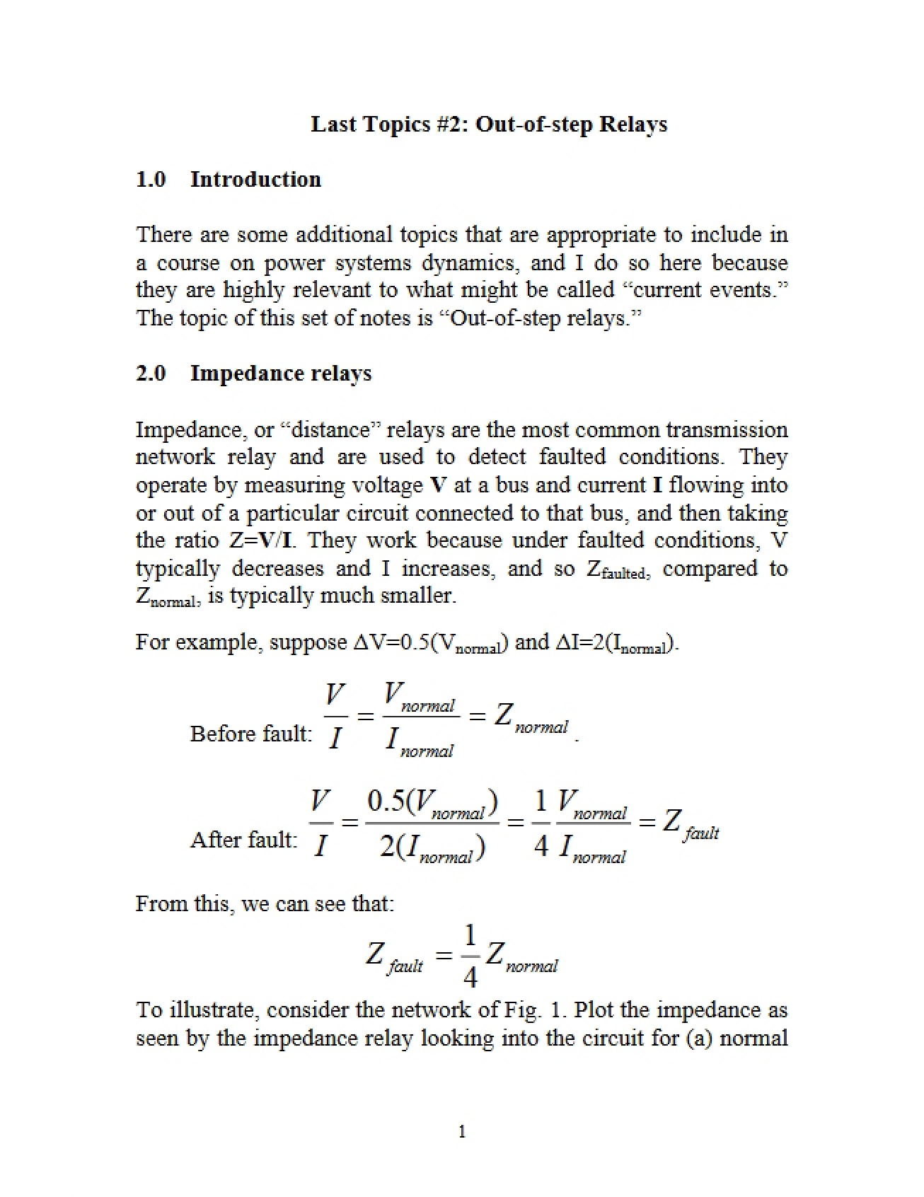 Final Two Topics in Power System Dynamics