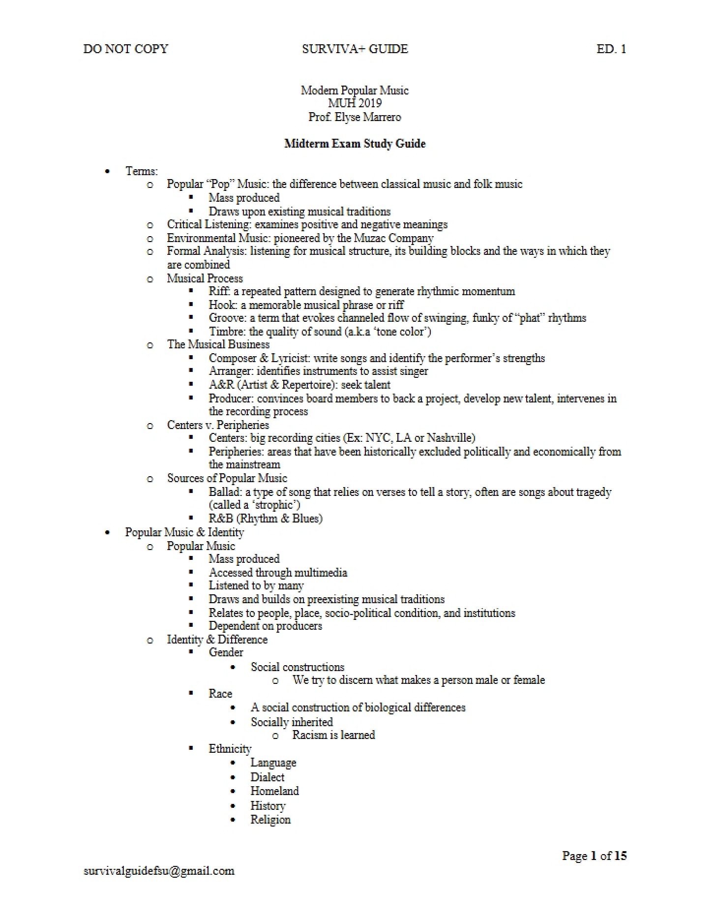 Guide for Midterm Prep