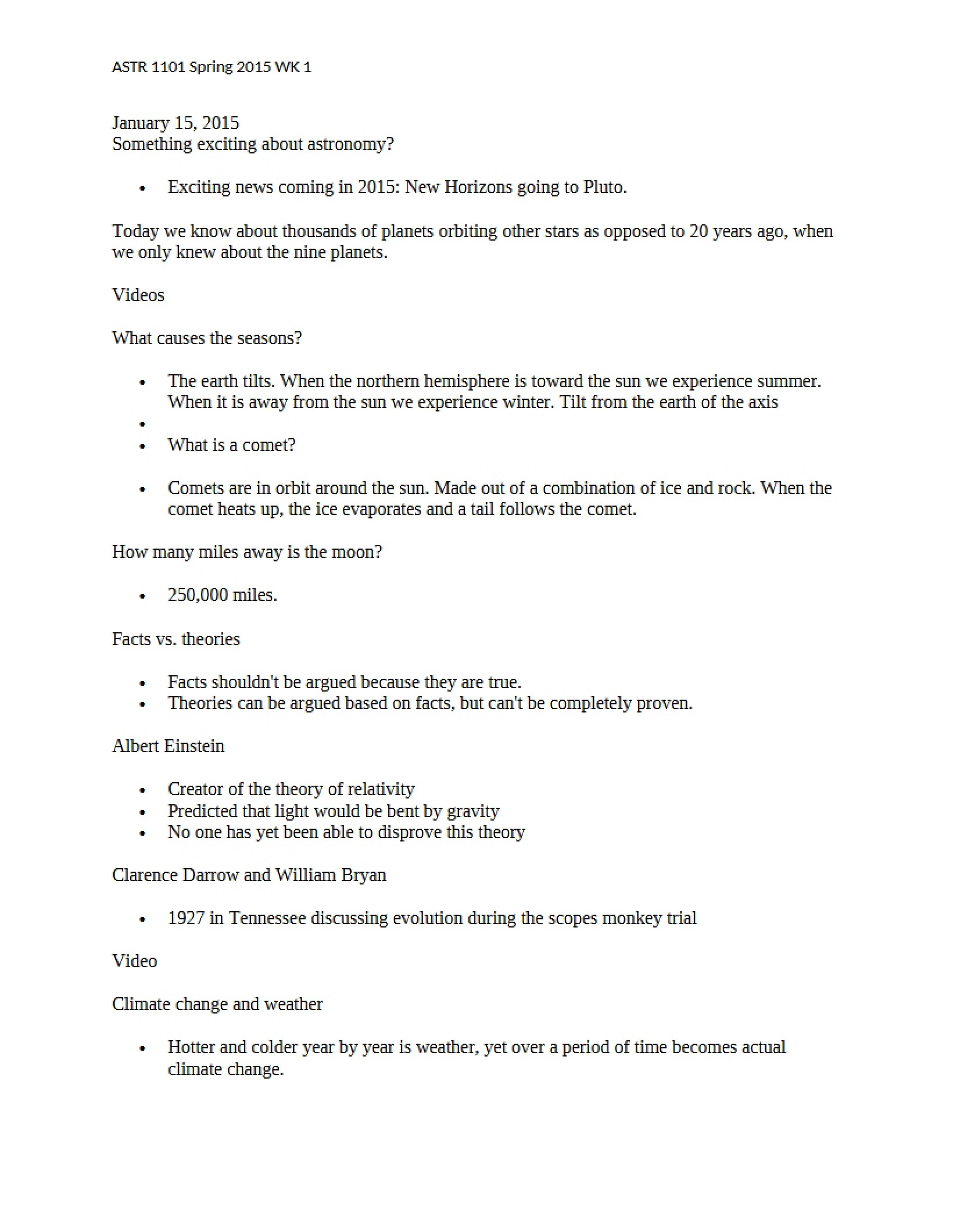 Solar System Notes