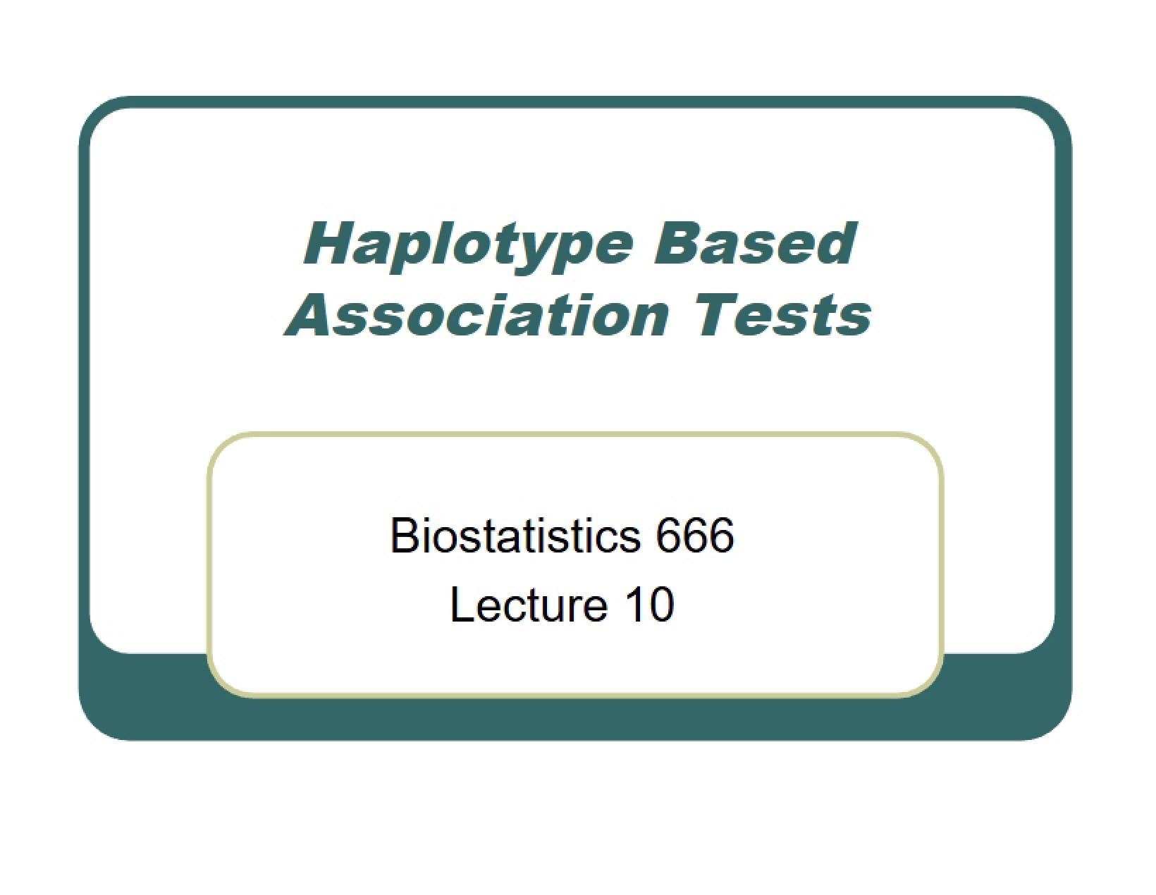Association Tests Based on Haplotypes