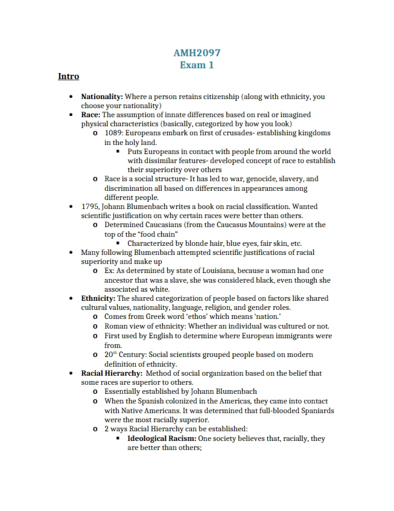 First Exam for American History