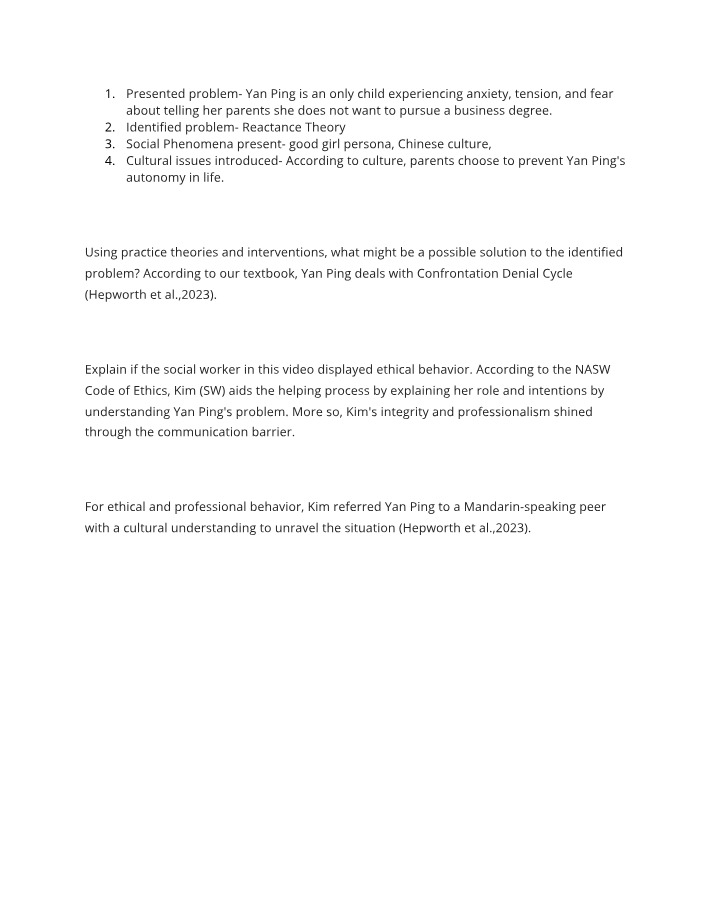 Yan Ping's Autonomy - Addressing Cultural Challenges