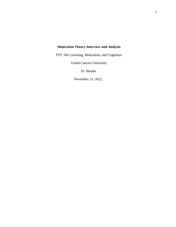 Analysis of Motivation Theory Interview