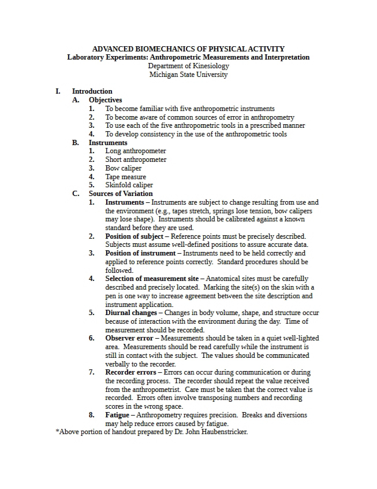 Advanced Biomechanics of Physical Activity - 11 Pages