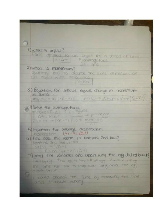 Notes on Impulse and Momentum