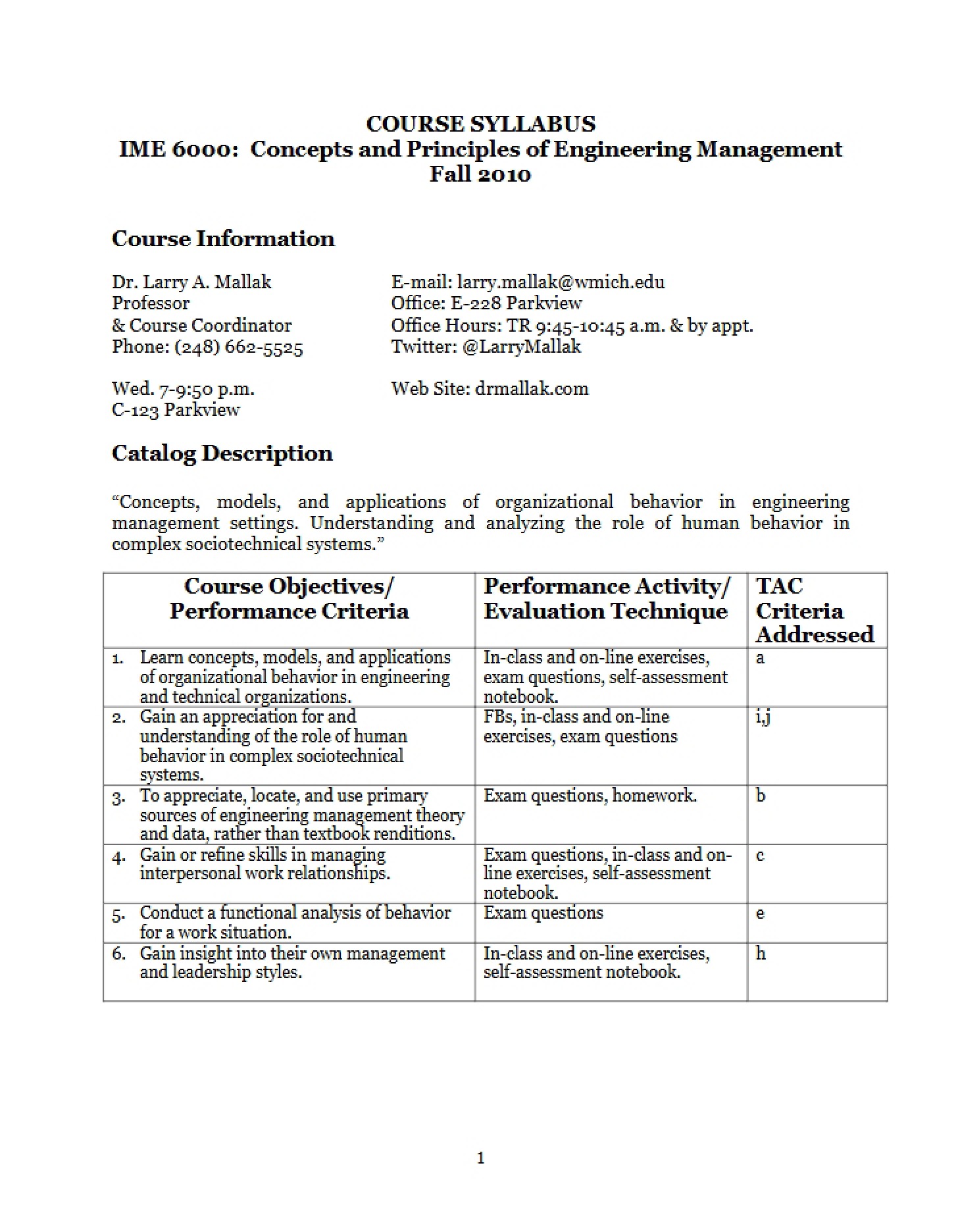 Course Syllabus