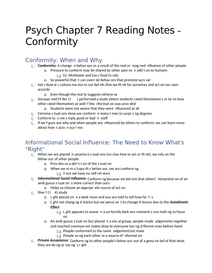 Conformity - Chapter 7 Reading Notes