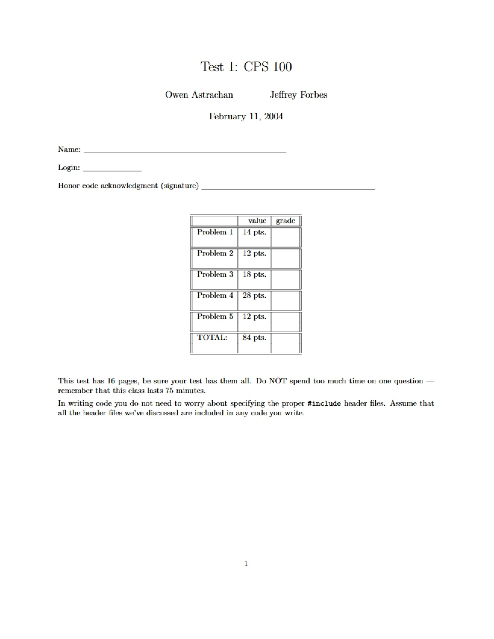 Exam One CPS 100