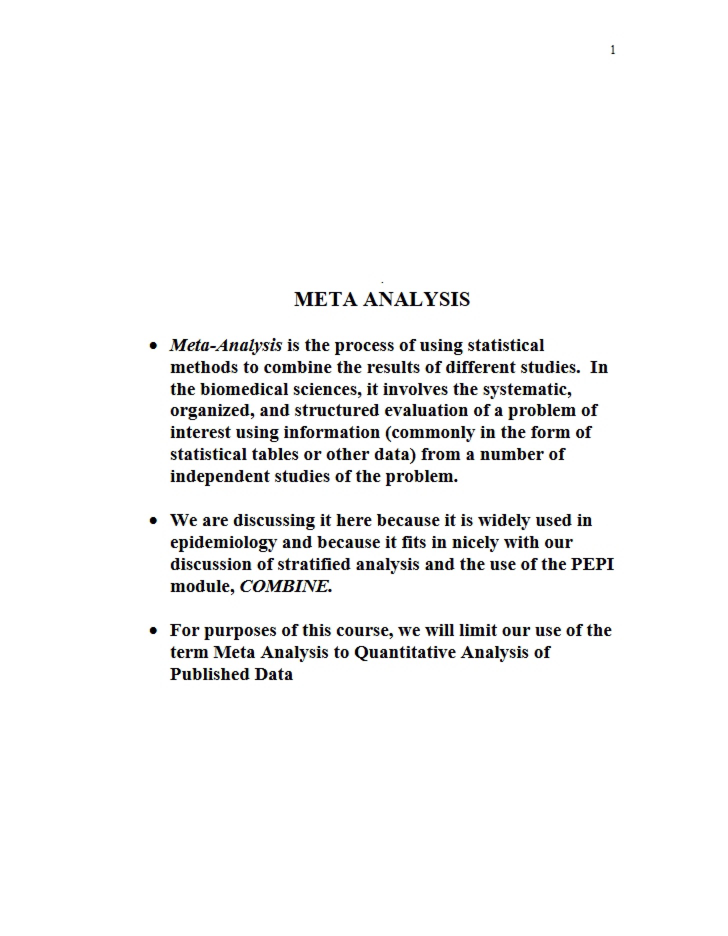 Analysis of Meta-Data