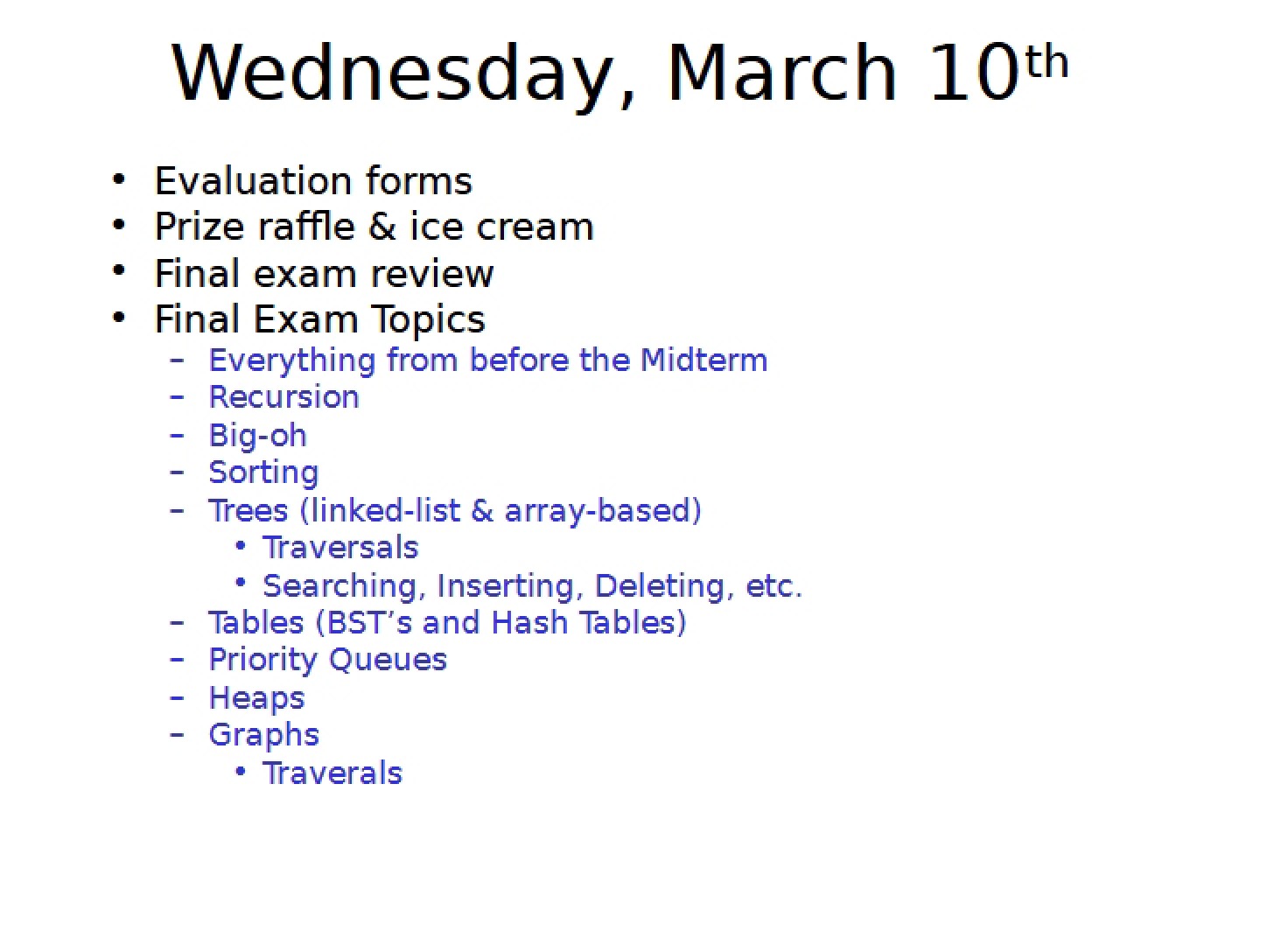 Review for Final