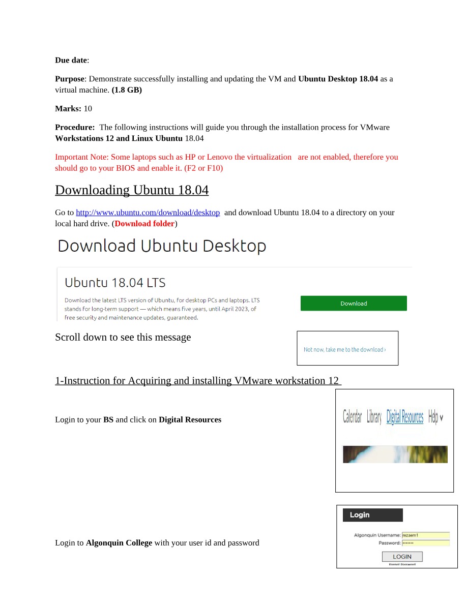 Installation Guide - Ubuntu Desktop and VMware Workstation