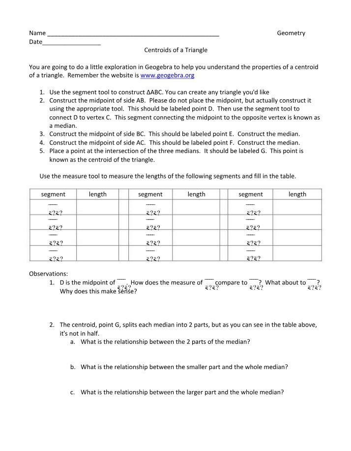 Triangle Centroids