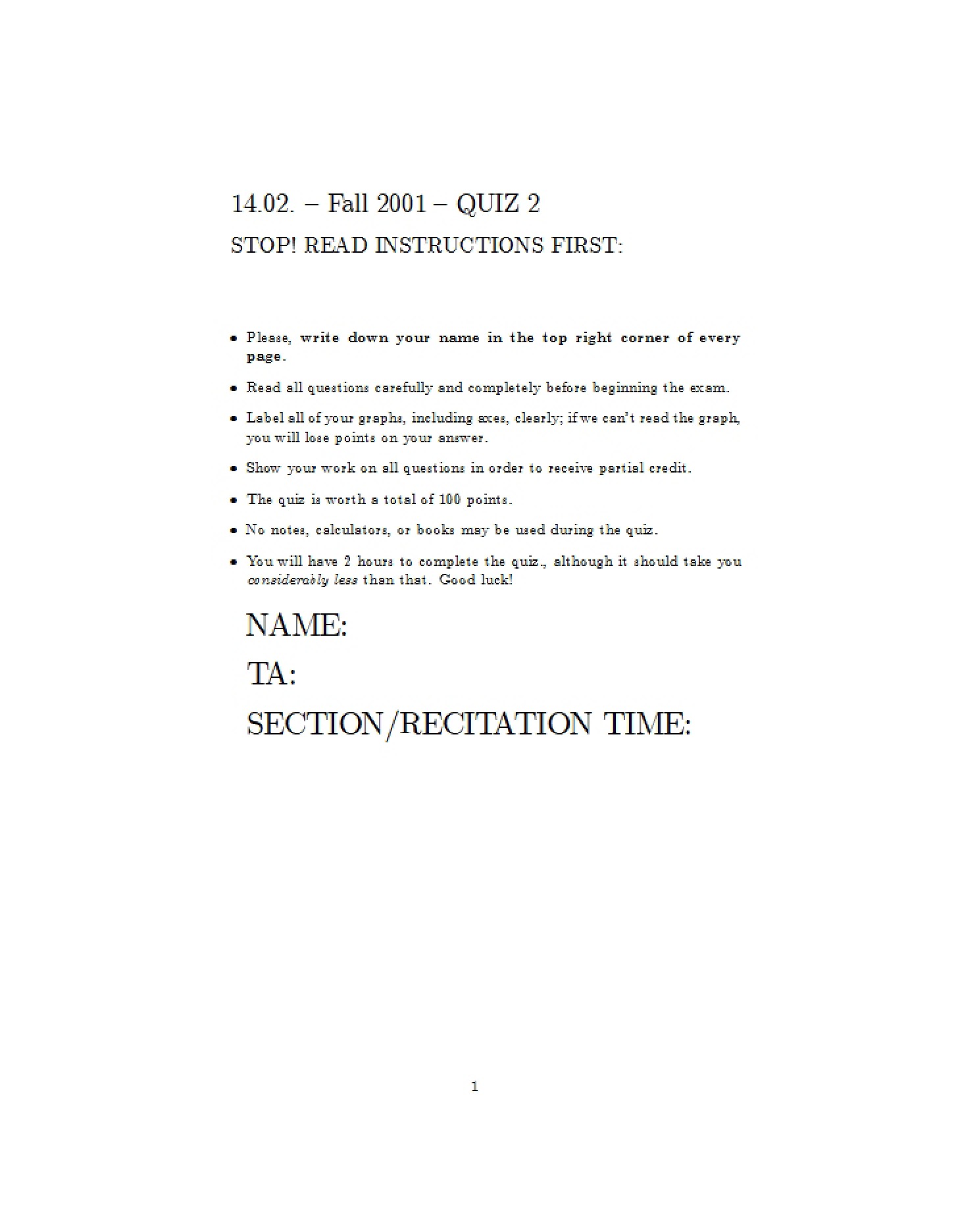 Quiz II