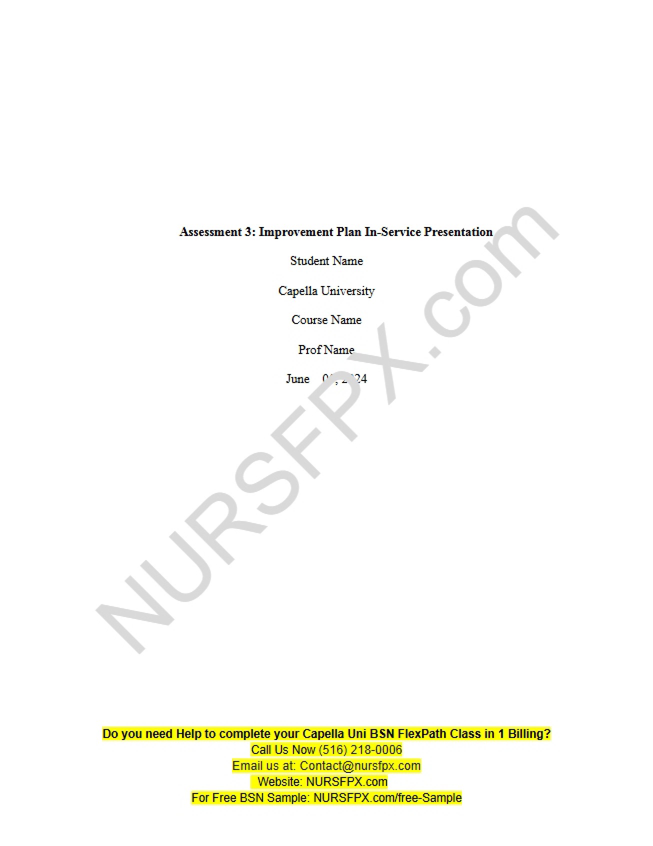 In-Service Presentation for Improvement Plan (Assessment 3) - NURS FPX 4020