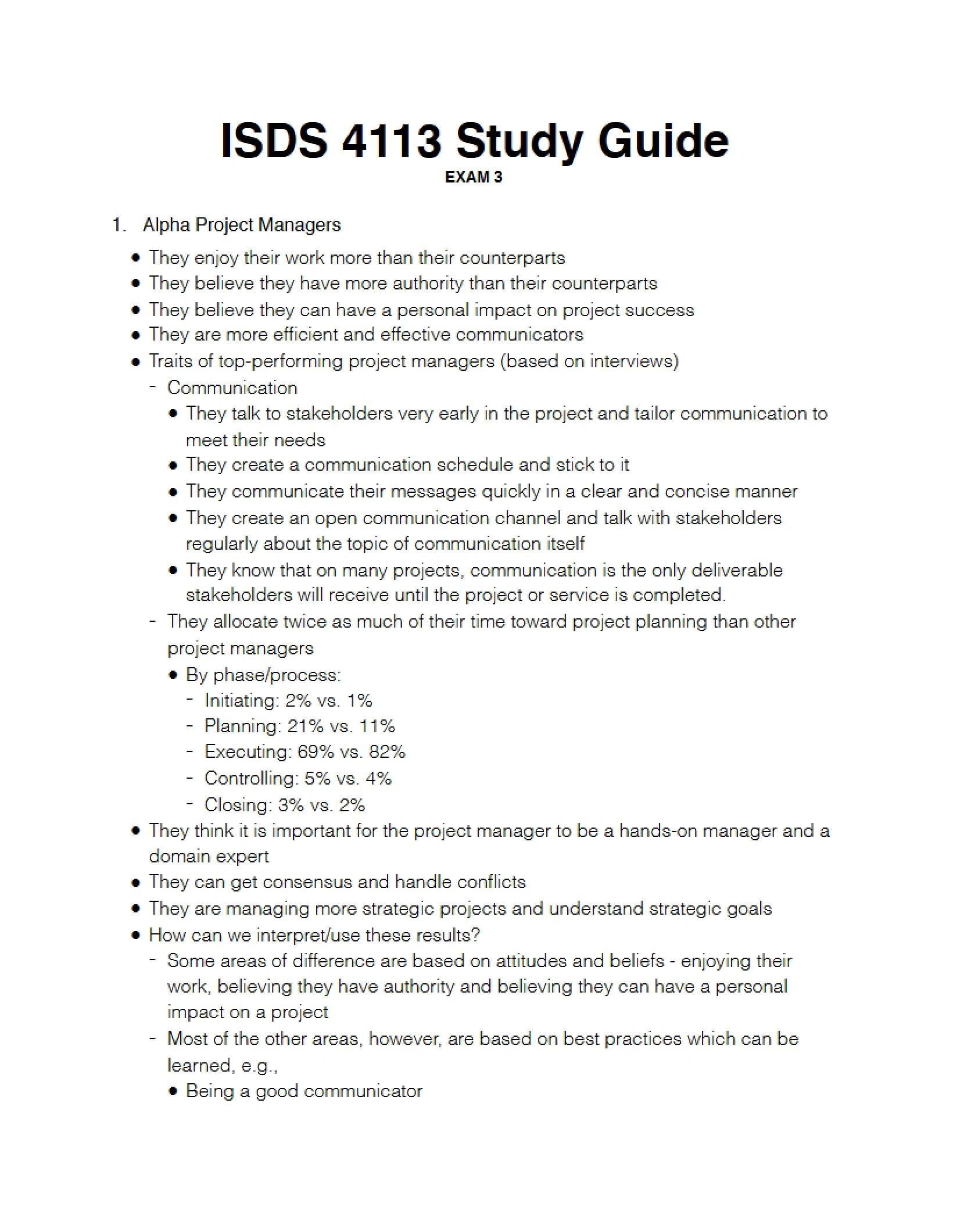 Project Management Study Guide