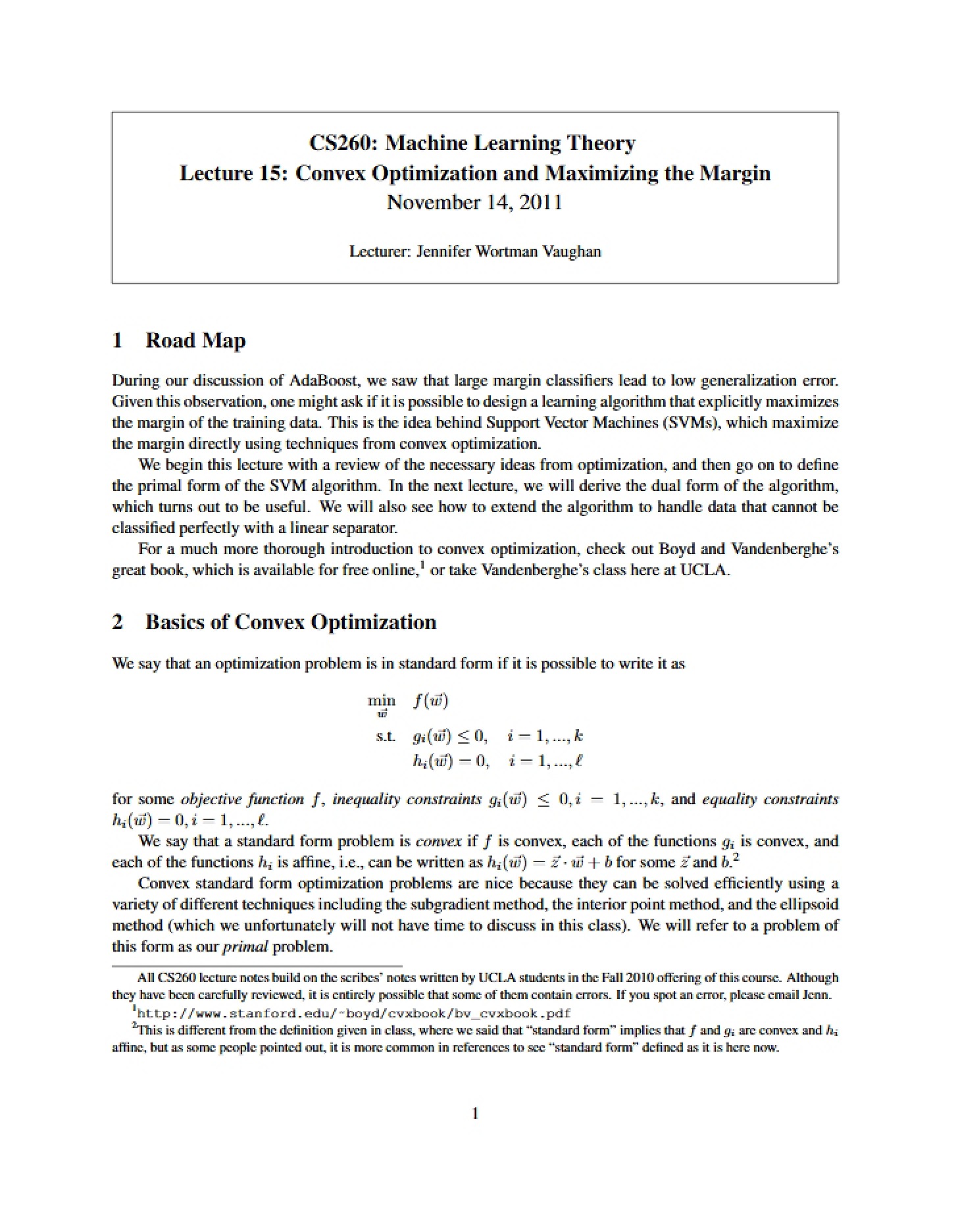 Maximizing Margin and Convex Optimization