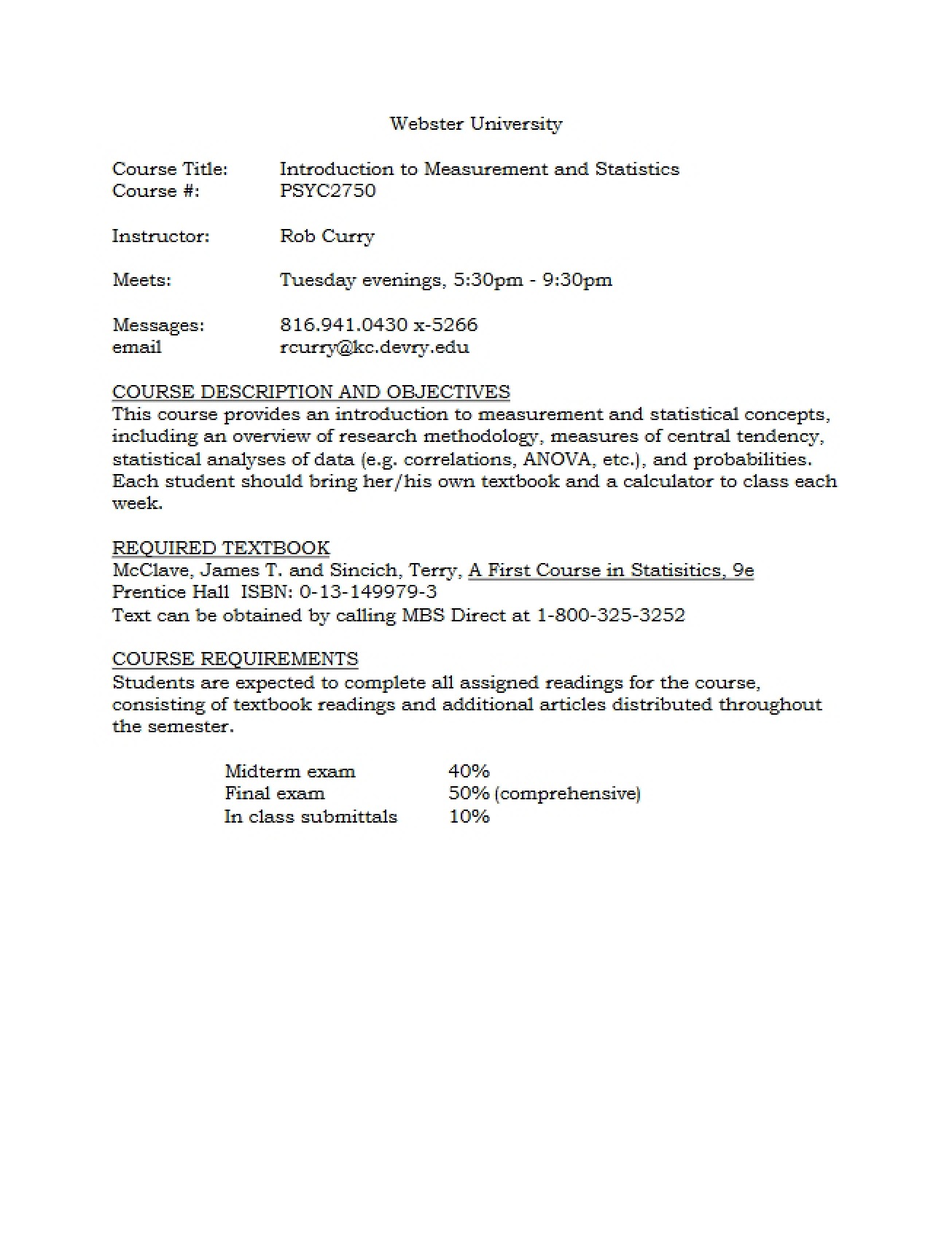 Statistics and Measurement Principles