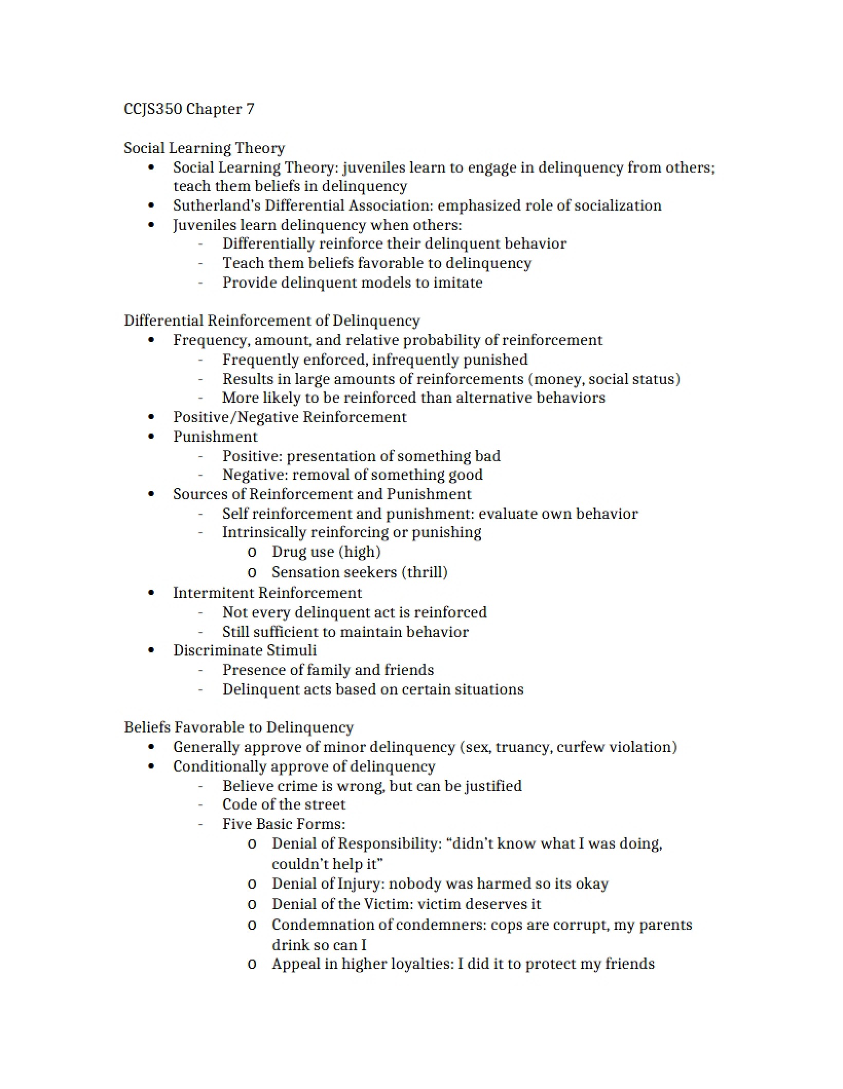 Social Learning Frameworks and Delinquency