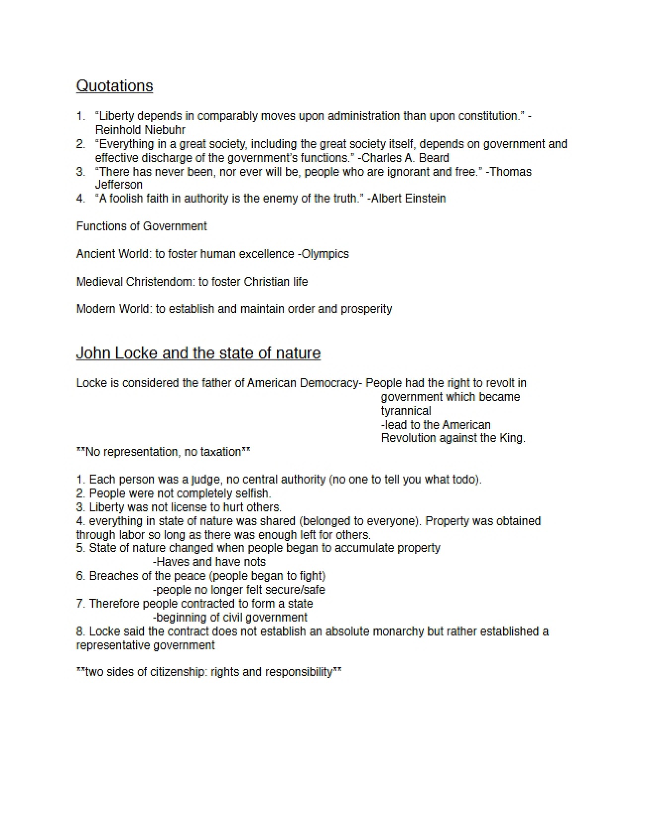 Significant Quotations on Government