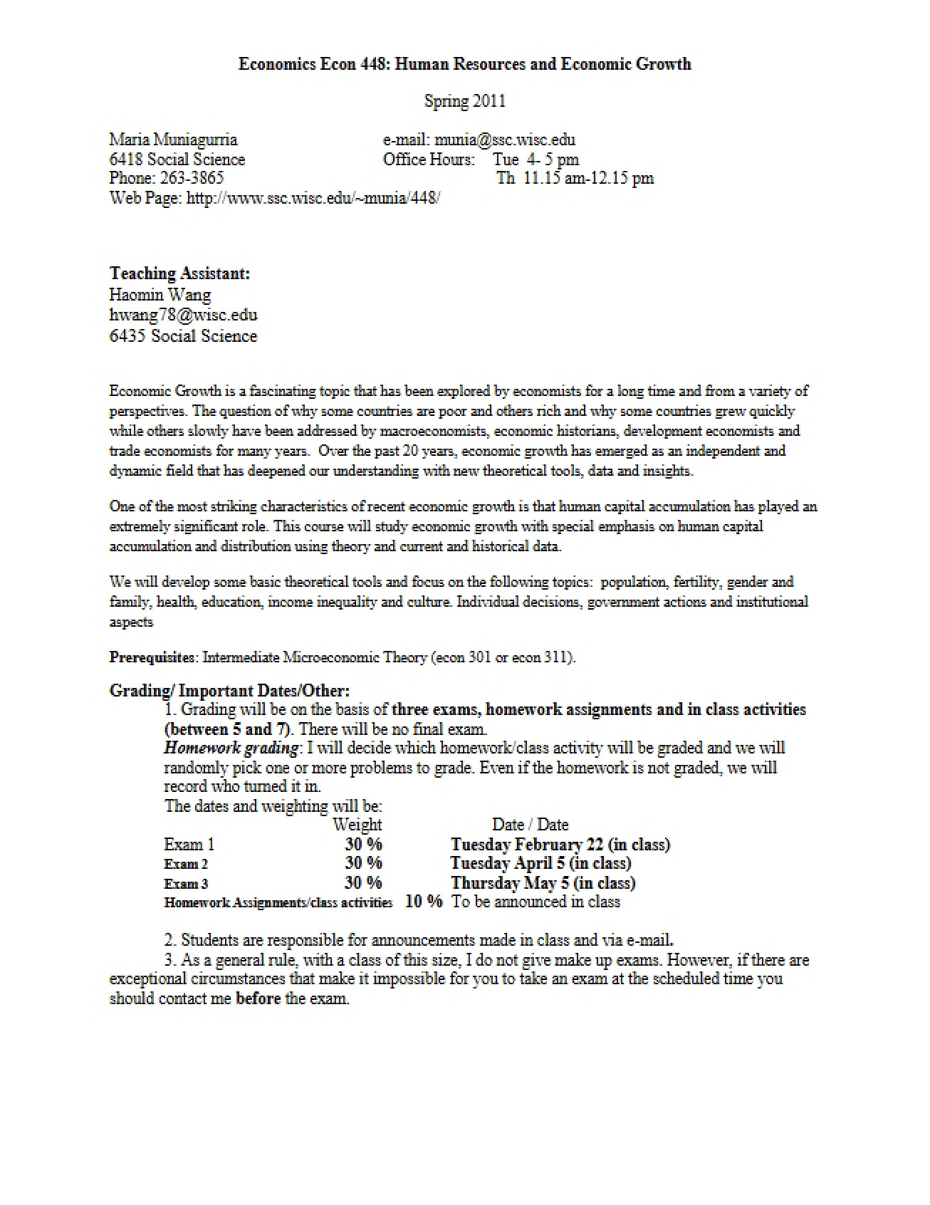 Course Outline for Econ 741