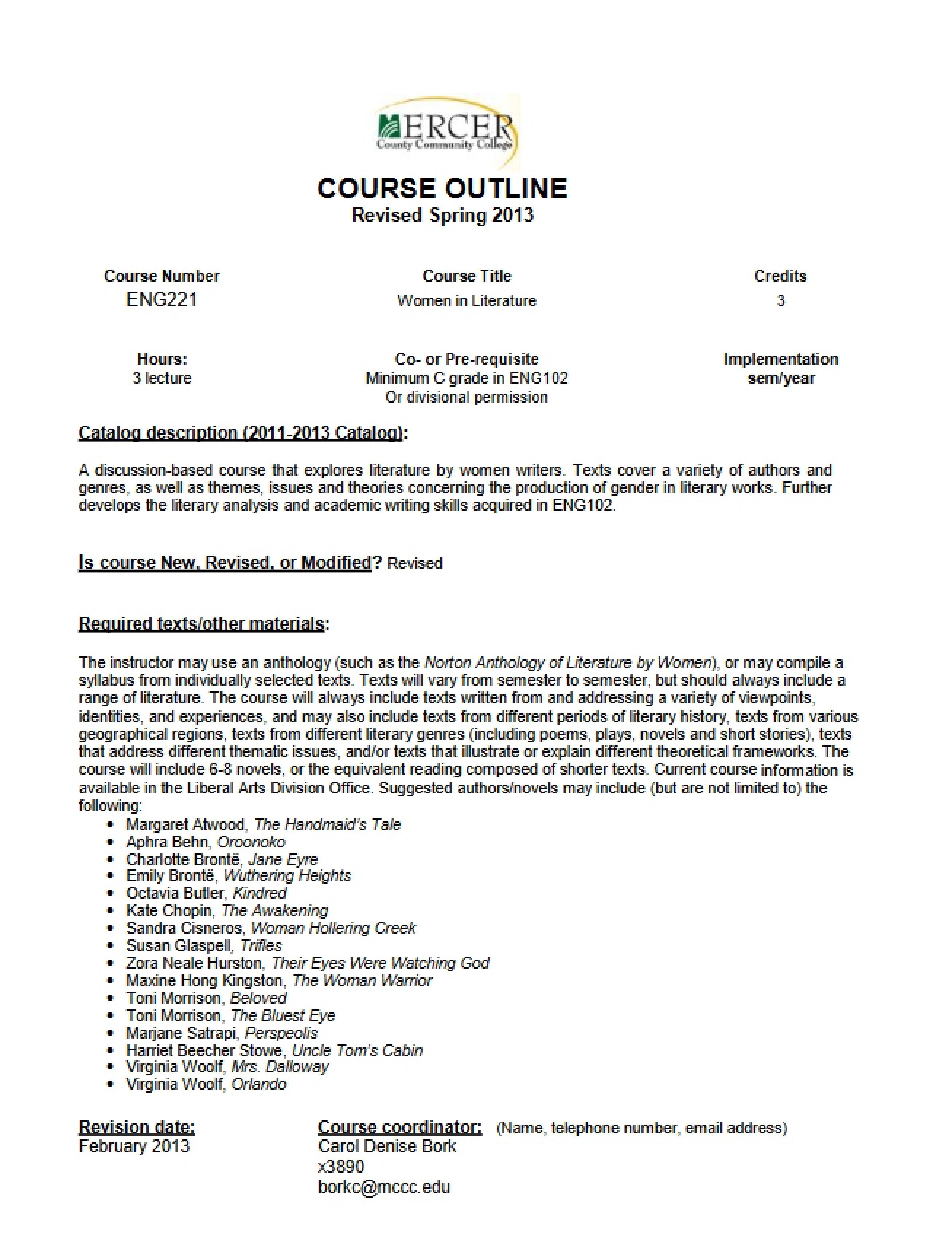 Women in Literature Syllabus