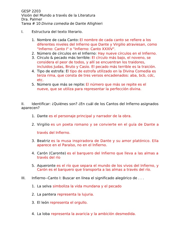 Tarea 10 - Divina Comedia de Dante Alighieri