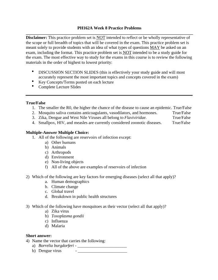 Week 8 Practice Problems for PH162A