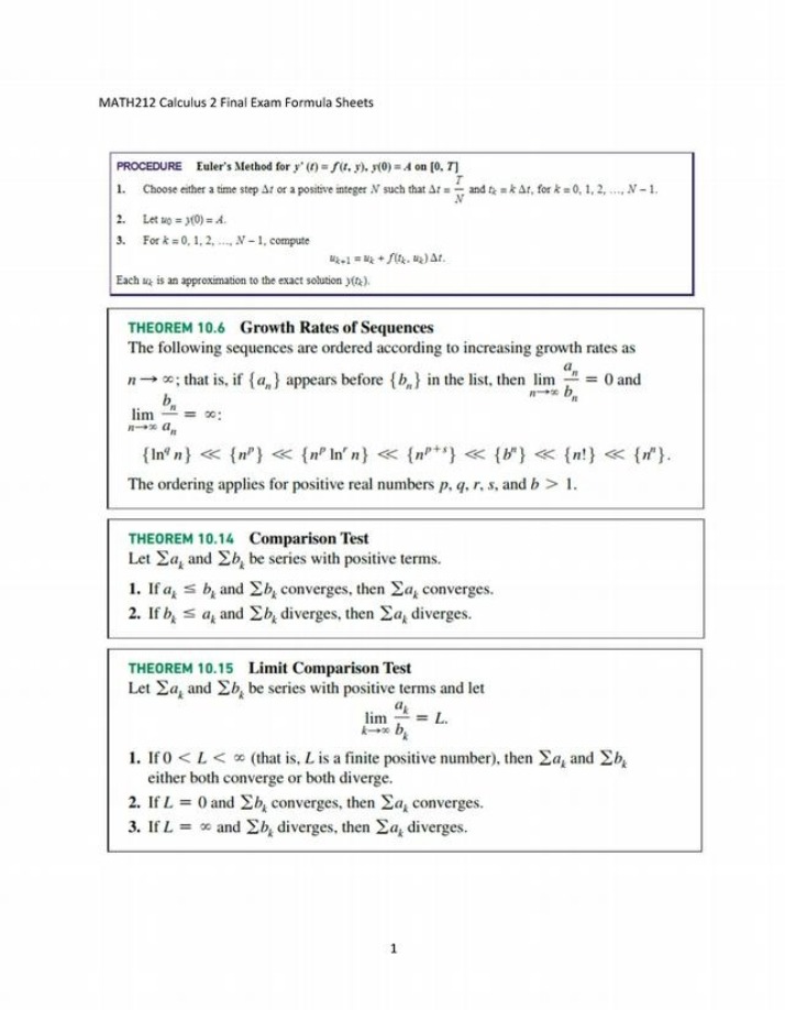 Calculus 2 Final Exam