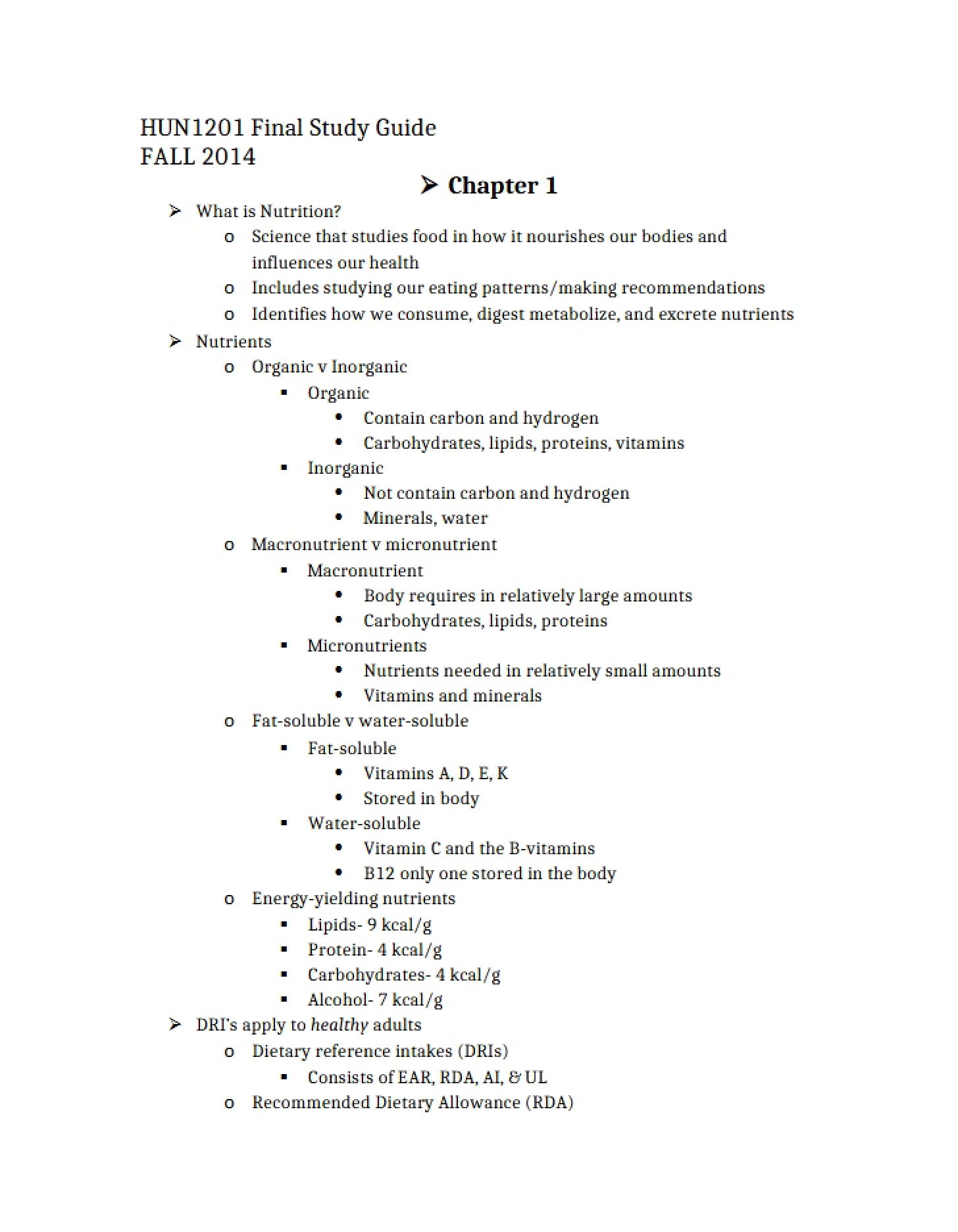 Subject Review Outline