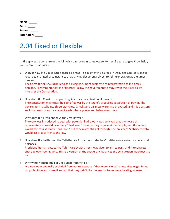 Fixed or Flexible - Understanding the Constitution