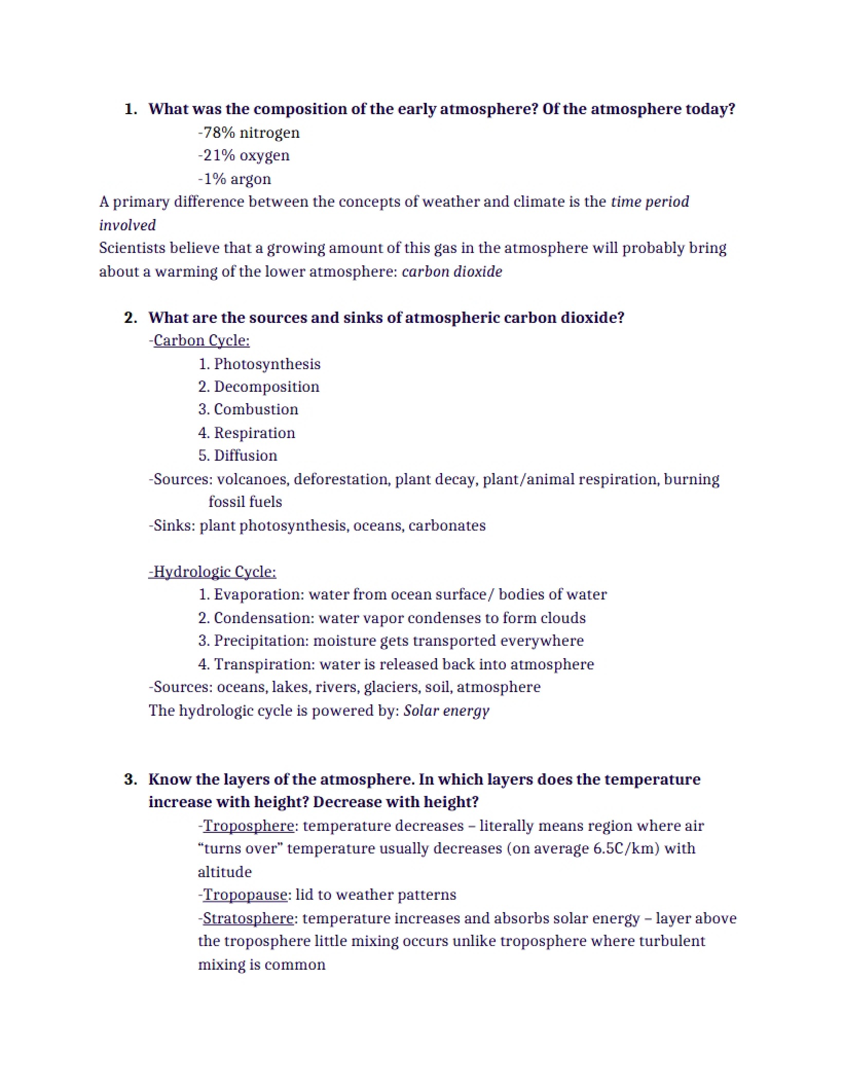 Class Study Guide